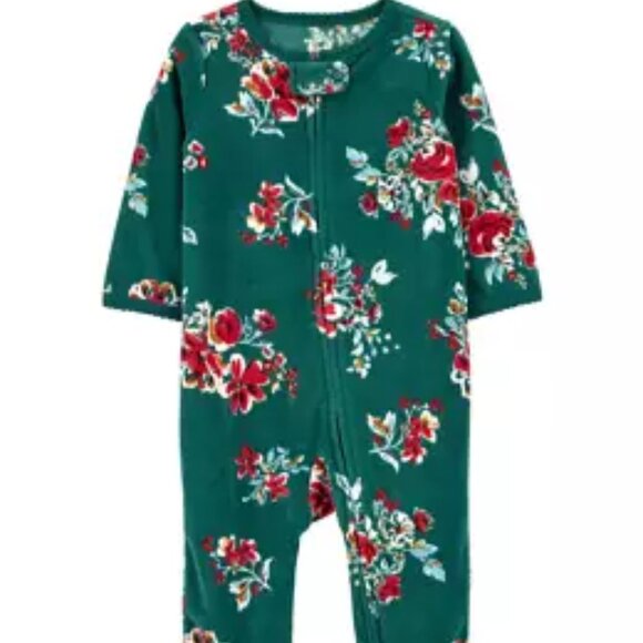 Carter's Baby Floral Zip-Up Fleece Sleep & Play Pajamas/NWT/9M - Picture 1 of 9